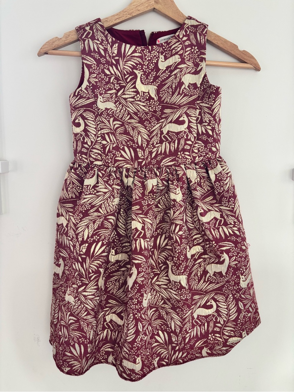 Crewcuts Burgundy and Gold Printed Sleeveless Party Dress